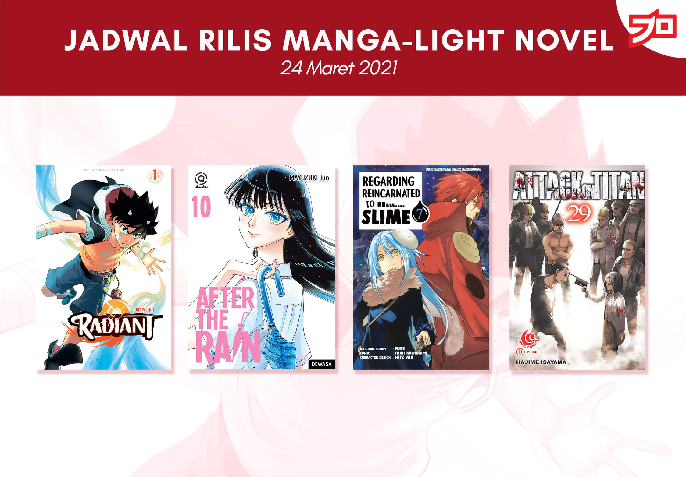 Ini Dia, Jadwal Rilis Manga-Light Novel di Indonesia Minggu Ini! [24 Maret 2021]